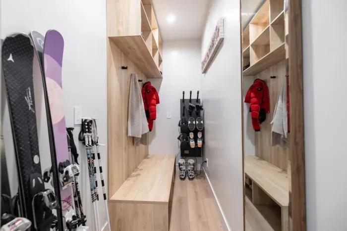 We have a designated ski room just inside the front door for storing all your gear which also features a boot + glove dryers to keep everything warm and toasty.