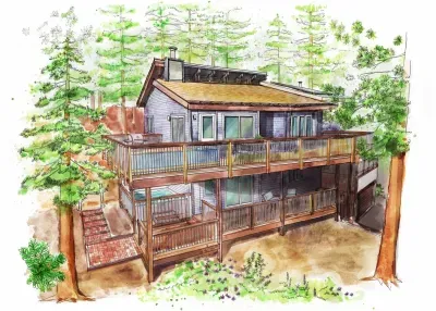 Artist's rendering of our home. The endless Tahoe forest is just behind us!