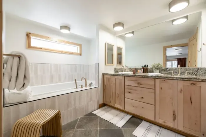 Our primary ensuite bath has been newly renovated and now includes a brand new extra large soaking tub, double vanity sink and is stocked with some special touches from Sparta Candle Co!