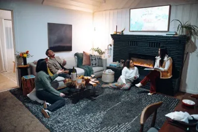 You'll love lounging and catching up with friends in the cabin's living room
