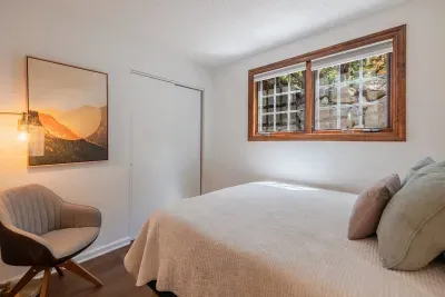 The mother-in-law unit features a queen-sized bed in the bedroom.