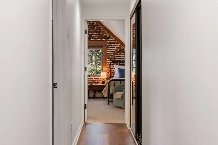 Looking into the twin bedroom at the end of the hall.