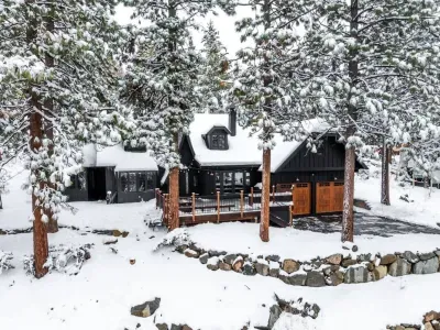 The Tahoe Lodge blanketed with snow!