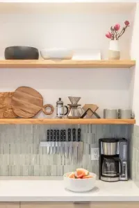 Fully stocked kitchen with plenty of coffee and tea options-the perfect start to a day on the slopes.