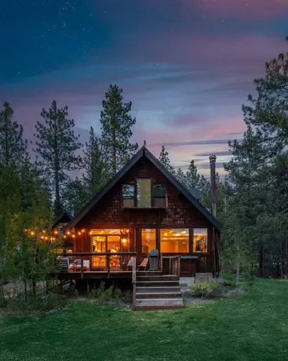 Twilight at our beautiful Echo View Chalet.  We can't wait to welcome you!