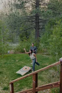We have some fun backyard games waiting for you in the warmer! In the winter, our back lawn is the perfect spot to build that massive snowman.
