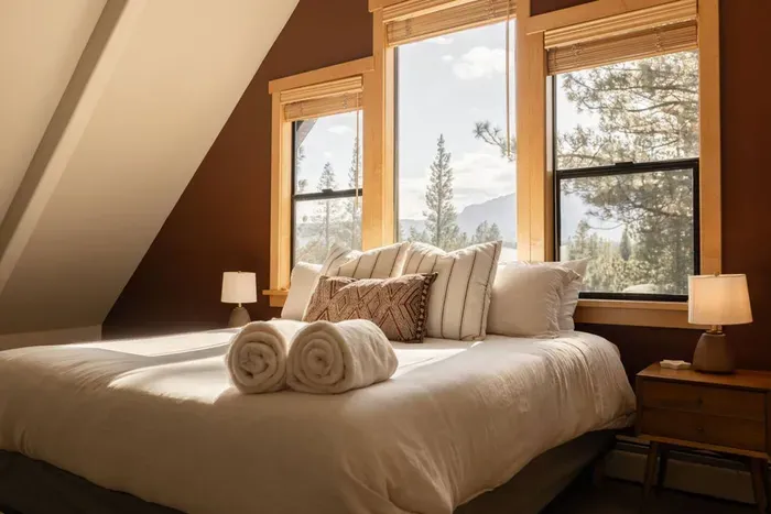 Our primary suite features some amazing mountain views! Simply lay back and take in the stars overhead at nighttime.