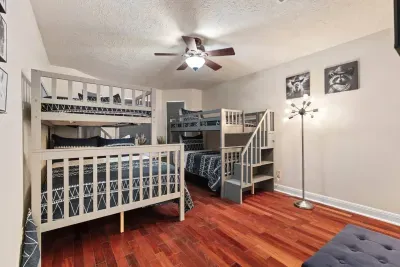 Bunk room includes twin and twin-over-full beds — great for kids or groups.
