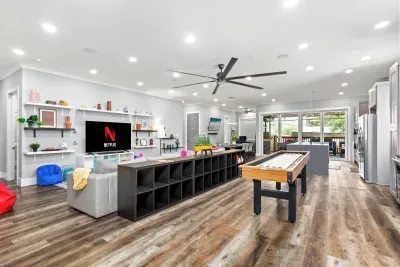 Kick back and relax  in our big open concept space. Perfect for families.