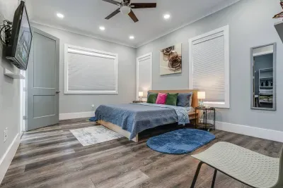 For your entertainment, the room features a flat-screen TV with streaming services, perfect for cozy movie nights or catching up on your favorite shows. High-speed Wi-Fi is also available, keeping you connected throughout your stay. 