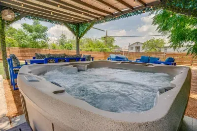 Our property features a private hot tub perfect for unwinding after a day of exploring. Imagine soaking in warm, bubbling water as you let the stress melt away