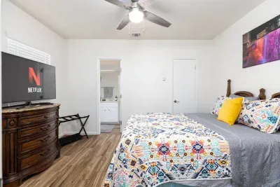Queen size bed and private full bath!