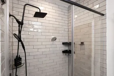 Spacious shower in master bath.