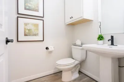 Guest half bathroom on the main floor.