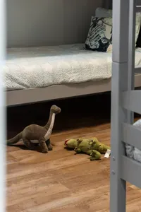 Kid-approved  — a fun bunk room setup with cozy beds and playful touches that make it perfect for little adventurers. Plenty of space for kids to unwind, read, and recharge after a day at the beach!