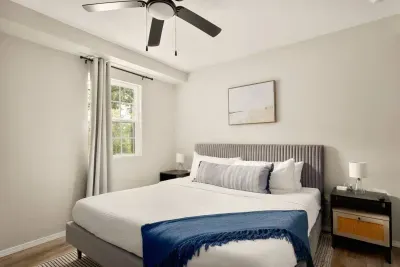 Cozy bedroom with a plush king bed, soft linens, and a Smart TV with Netflix. Relax in comfort after a day at the lake and enjoy streaming your favorite shows right from bed.