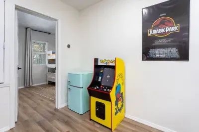 Game on! Enjoy endless fun with classic arcade games right in the cozy living room, perfect for family battles and late-night laughs.