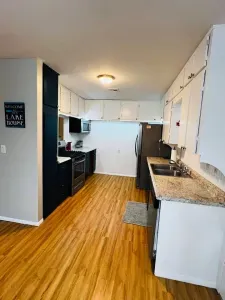 Fully equipped kitchen that all the essentials including some spices, pots & pans, coffee and coffee maker.