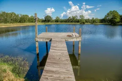 Cast a line from your private fishing pier extending over the tranquil, stocked pond! This peaceful spot is perfect for enjoying the scenery, watching wildlife, or teaching the kids to fish. Enjoy the best of the 5-acre property.