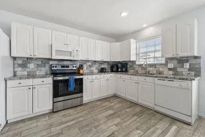 Fully stocked kitchen with all the appliances and utensils that you need to prepare any meal needed.