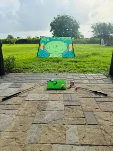 Here's one of the fun games you can enjoy in the backyard during your stay!