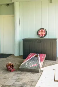 Just one of the fun games you can enjoy in the backyard during your stay!