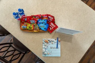 Welcome book to start your beach getaway.