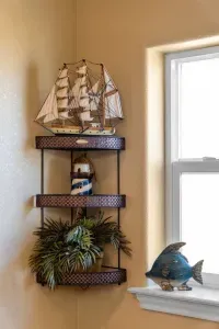 Coastal touches throughout the home make it feel like a true beach getaway.