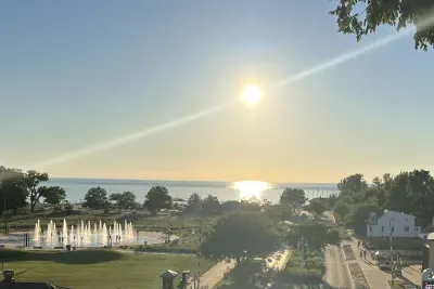 After a fun day at Silver Beach be sure to  make a stop at the Whirlpool Water Compass as you make your way up to downtown St. Joe. Make time to enjoy the view from the bluff overlook! It’s a great way to end a great day in St. Joe! 