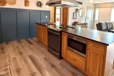 Everything you need to prepare meals is here in the kitchen! Featuring a gas stove, oven, microwave, dishwasher, refrigerator, freezer, crockpot, blender, a toaster, and more. You’ll also find plenty of cupboard space to store groceries. 