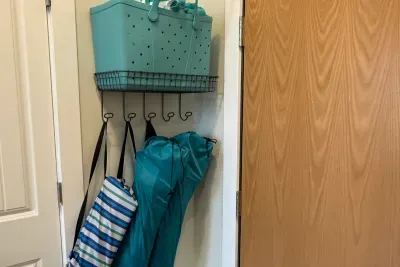 The beach gear you need for a perfect day at Lake Michigan. It can be found just as you enter the condo.