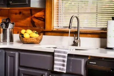 Newly renovated fully stocked kitchen.