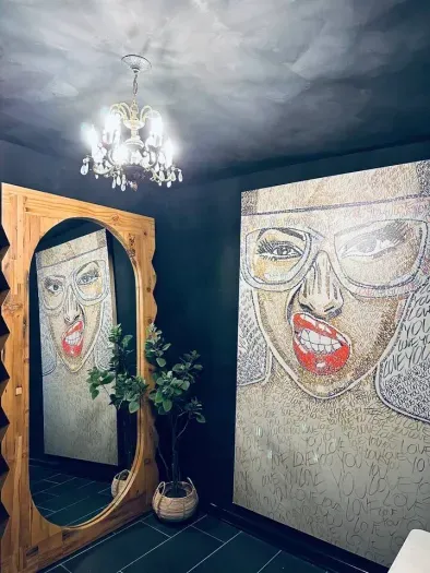 Dark, dramatic, and undeniably chic. The master bath brings boutique hotel energy to your stay.