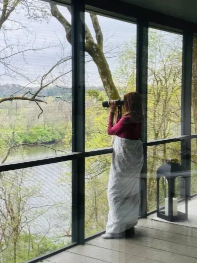 Binoculars provided for wildlife watching.