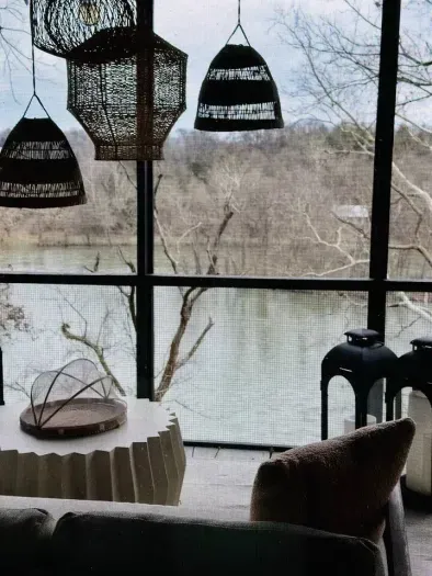 Views of the river from the kitchen, living and dining rooms.