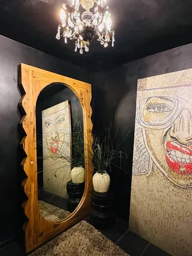 Dark, dramatic, and undeniably chic. The master bath brings boutique hotel energy to your stay.