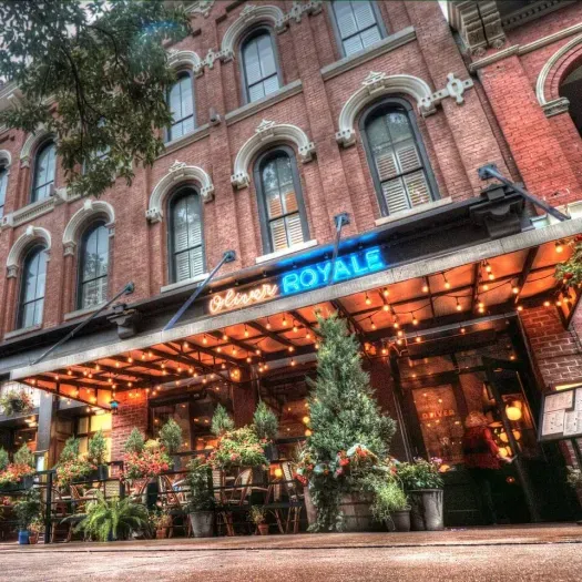 Savor every bite. Located in the heart of Market Square, Oliver Royale blends modern elegance with Southern flavor—perfect for a night out during your stay.