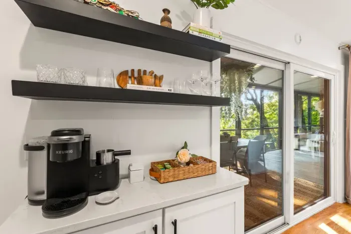 Your morning, ELEVATED.  Start your day at our luxe coffee bar—complete with Keurig, milk frother, french press, tea kettle as well as a variety of K-Cups, creamers, and sweeteners.