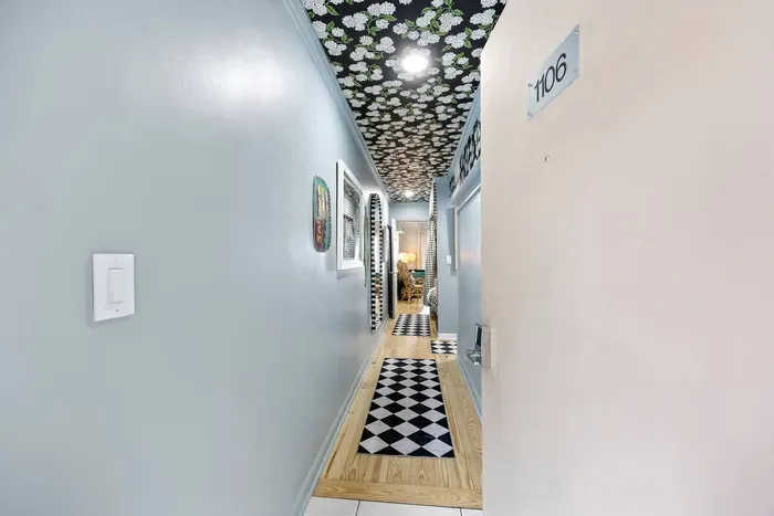 Bright hallway with easy access to bedroom and living area