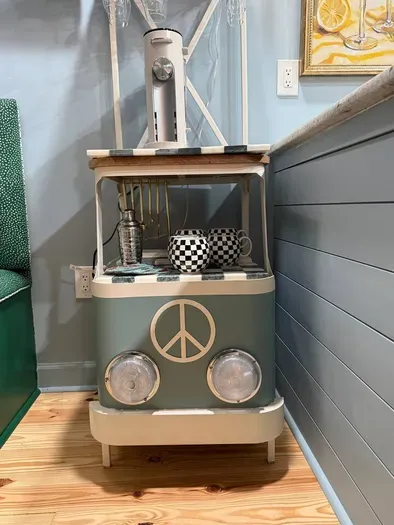 Coffee Bar with Drip and Kuerig Options.