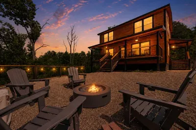 End your day with glowing sunsets, crackling fires, and peaceful mountain views from this private outdoor gathering space.