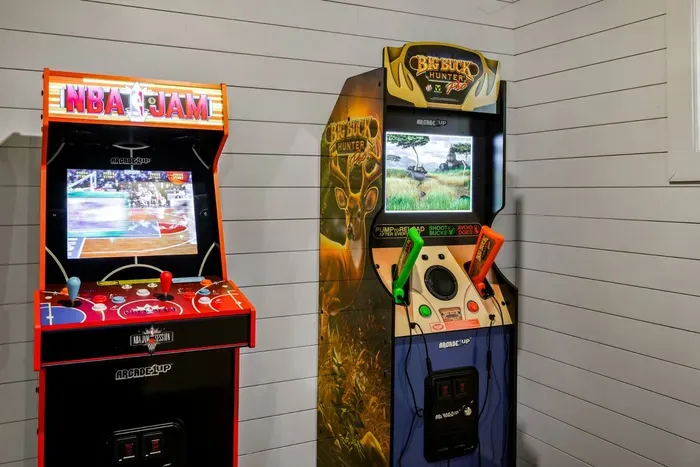 NBA Jam and Big Buck Hunter Pro, both with working light guns. Somebody in your group is about to get very competitive.