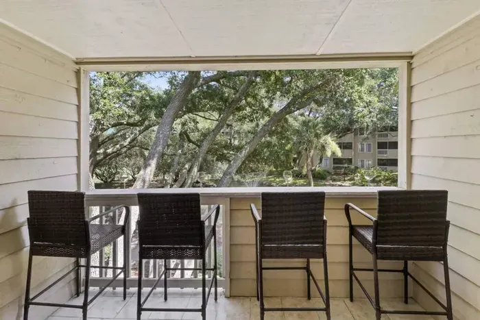 Deck chairs and granite tops for those moments of storytelling of the day's adventures.  .