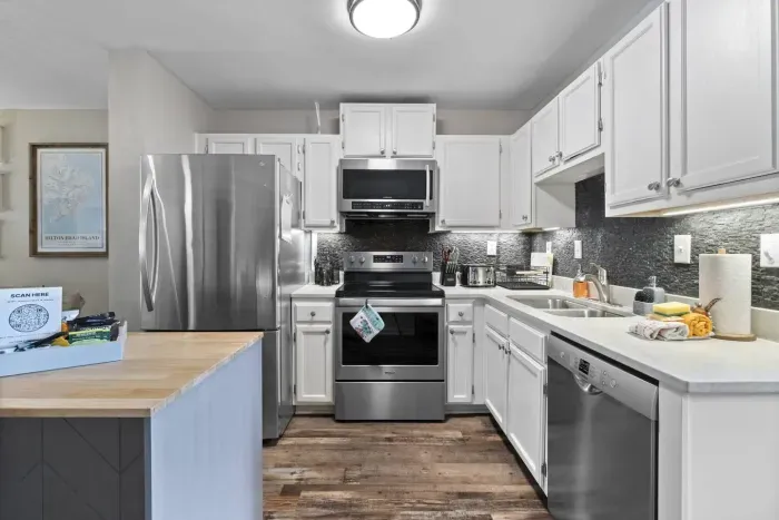 Completely outfitted kitchen including Keurig and Traditional Coffee Maker.
