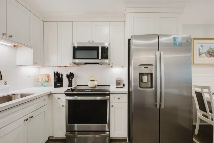 Bright modern kitchen with stainless appliances and ample counter space