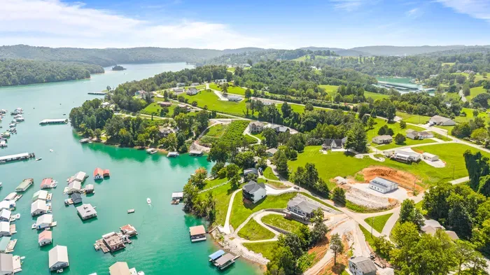 Springs Dock Resort from above. Marina, coves, and open water — all of it a few minutes from the front door.
