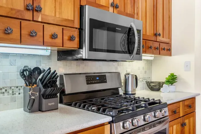 Our fully stocked kitchen awaits so you can prepare a delicious meal if you choose during your stay!