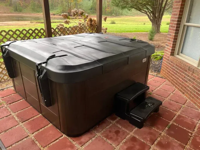 Hot tub located on the downstairs patio.