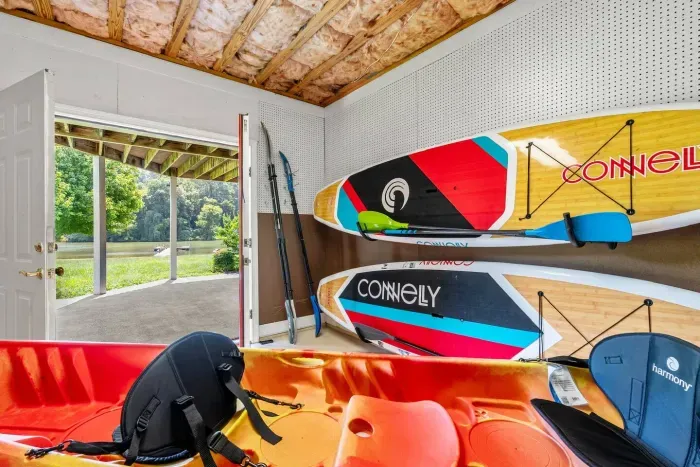 Kayaks, paddleboards, fishing supplies, and more just waiting for your enjoyment! :)