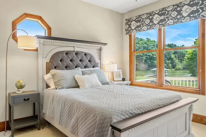 The second bedroom with beautiful lakefront views.
